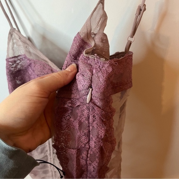 Urban Outfitters UO Marina Sheer Ruched Monochromatic Purple Mini Dress M NWT - Picture 9 of 16